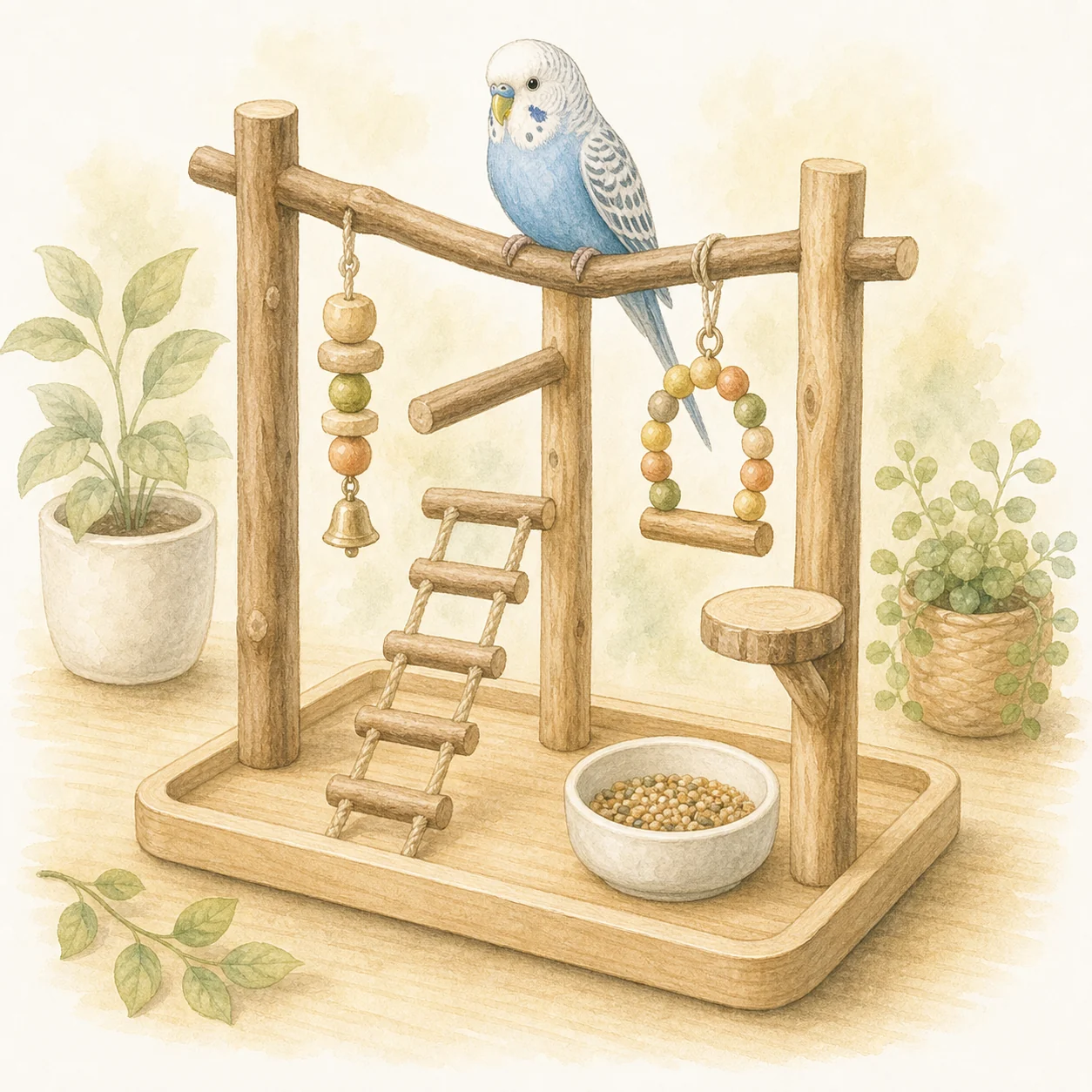 放鳥用スタンドのイラスト