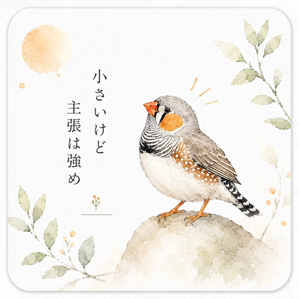 小さいけど主張は強め キンカチョウ水彩ステッカーの仮画像