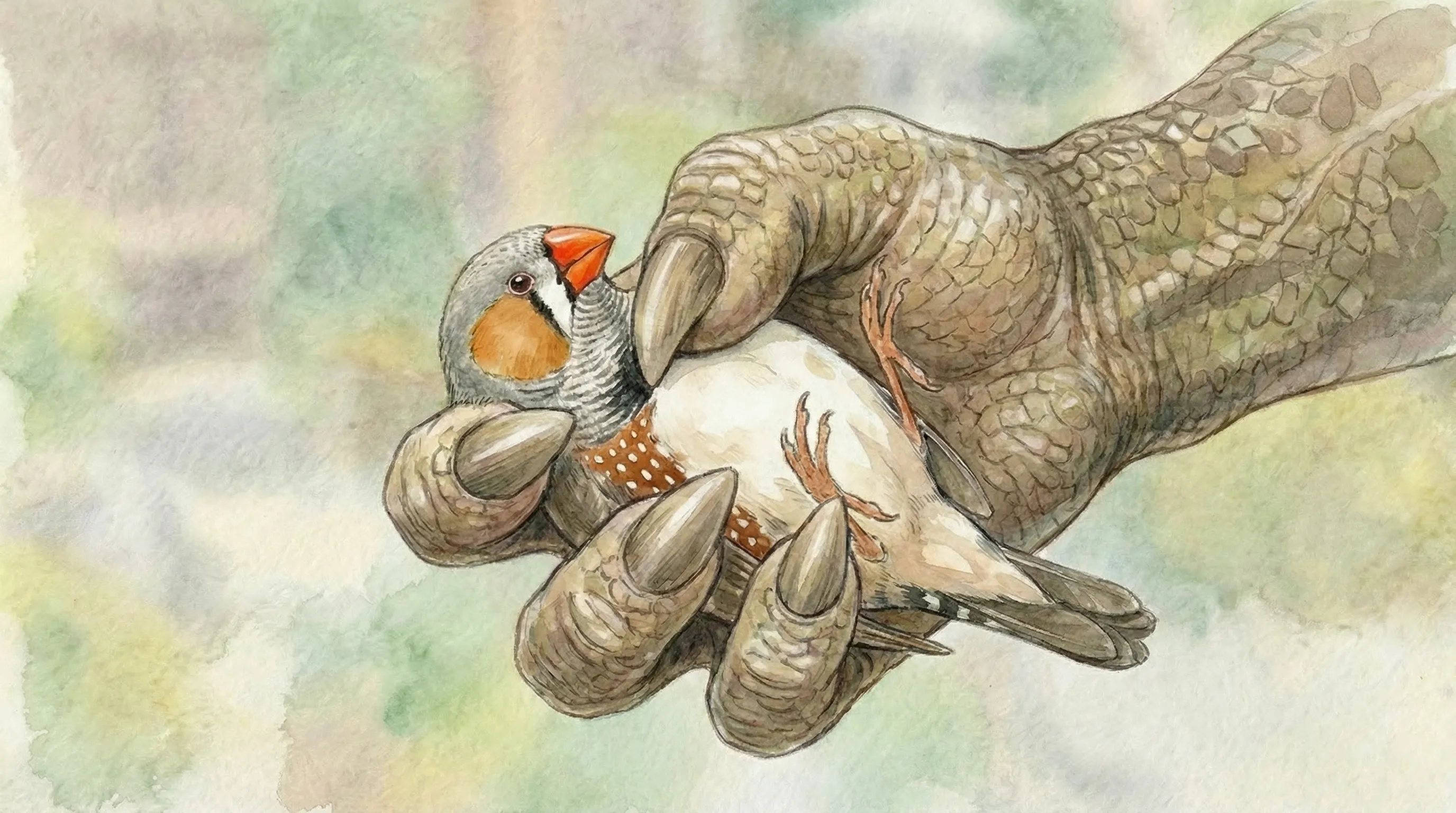 キンカチョウの爪切り