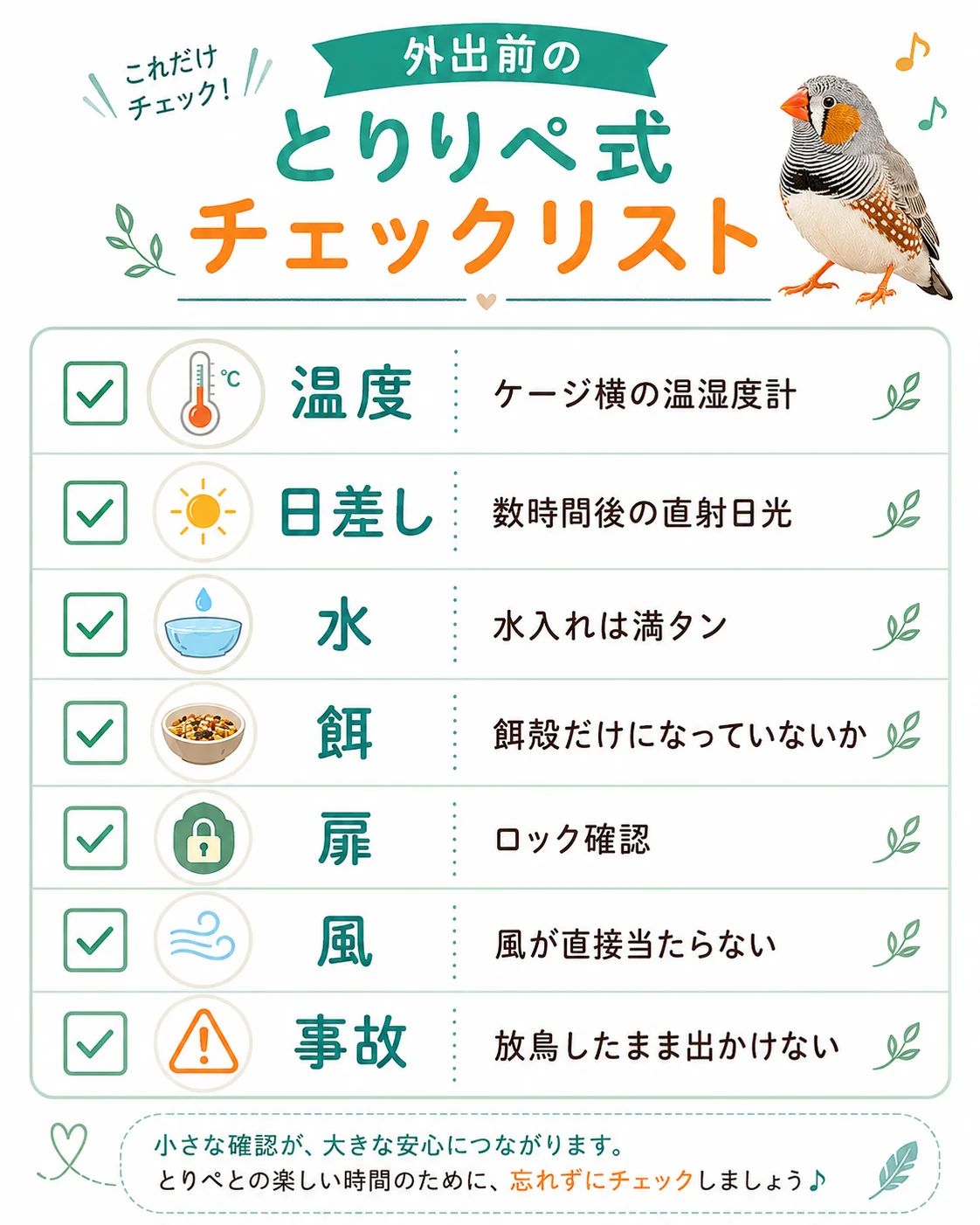 外出前のとりぺ式チェックリスト