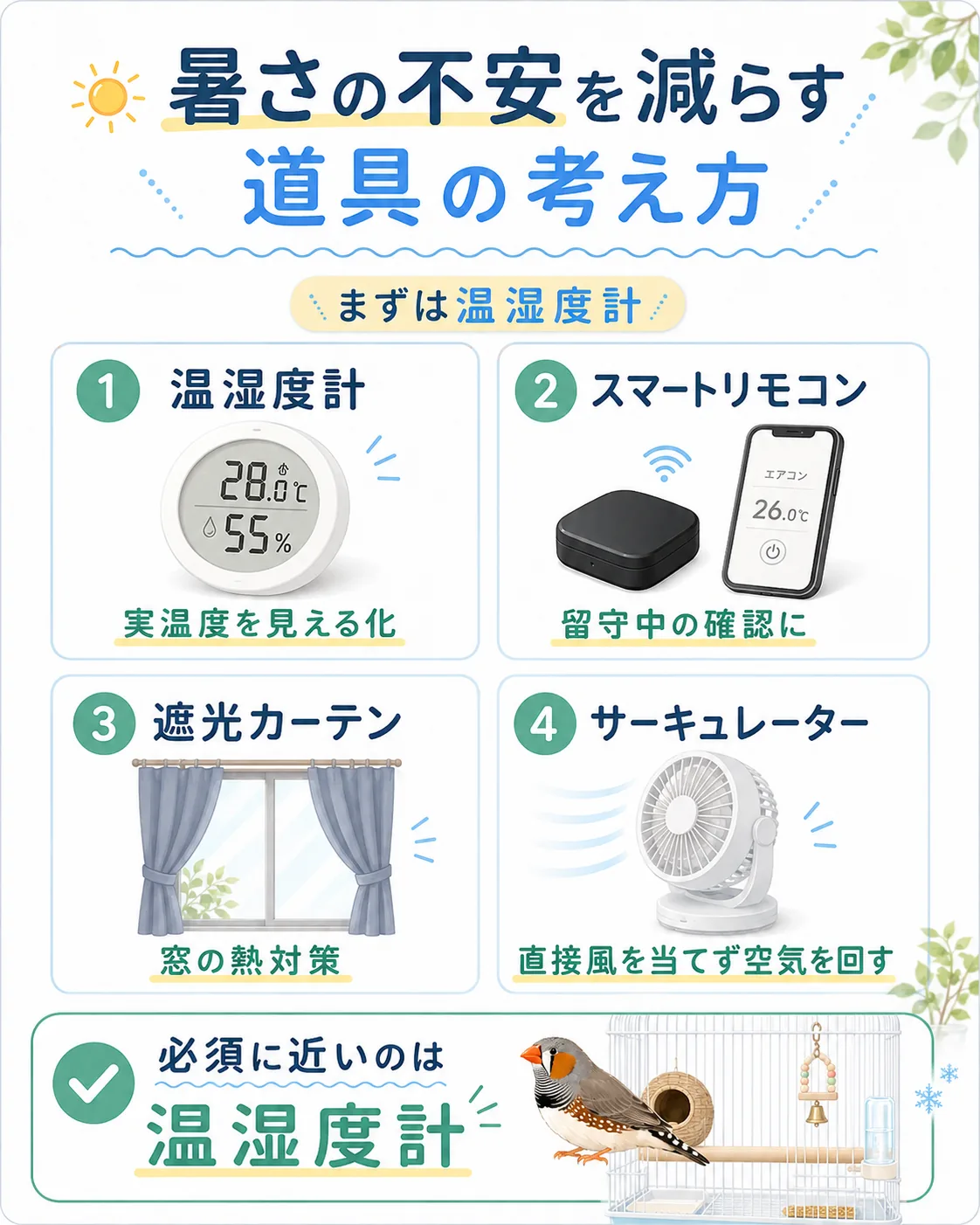 暑さの不安を減らす道具はまず温湿度計から考える図解
