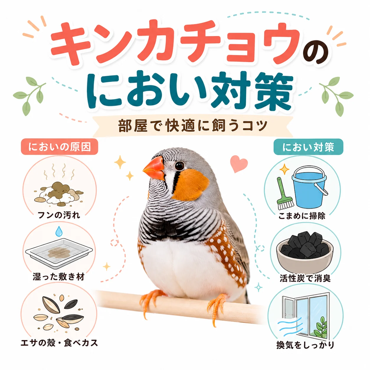 キンカチョウのにおい対策